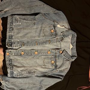 Lg lightly ripped denim jacket.